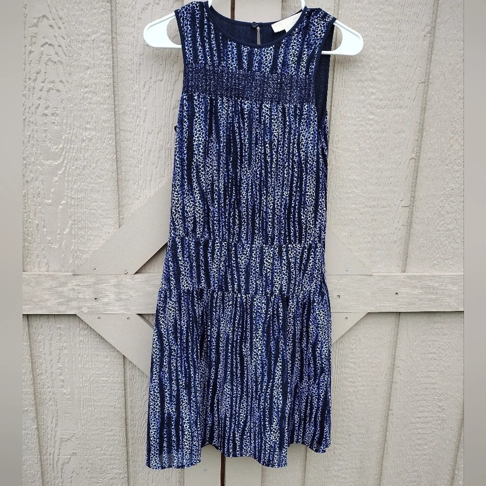 Michael Kors Burnell Smocked Georgette Dress  Size  0